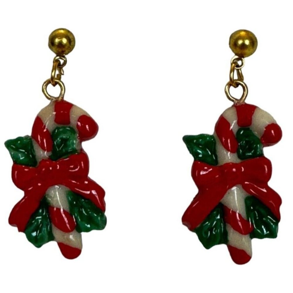 Candy Cane Christmas Earrings Small Holidays Fashion Jewelry Red White Stripes
